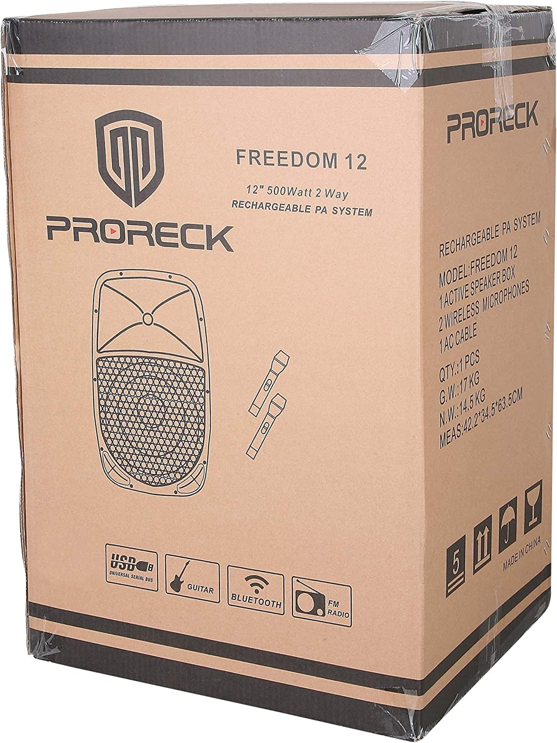 PRORECK Freedom 12 Portable Wireless 12-inch 500 Watt Powered Dj/PA Speaker Karaoke System