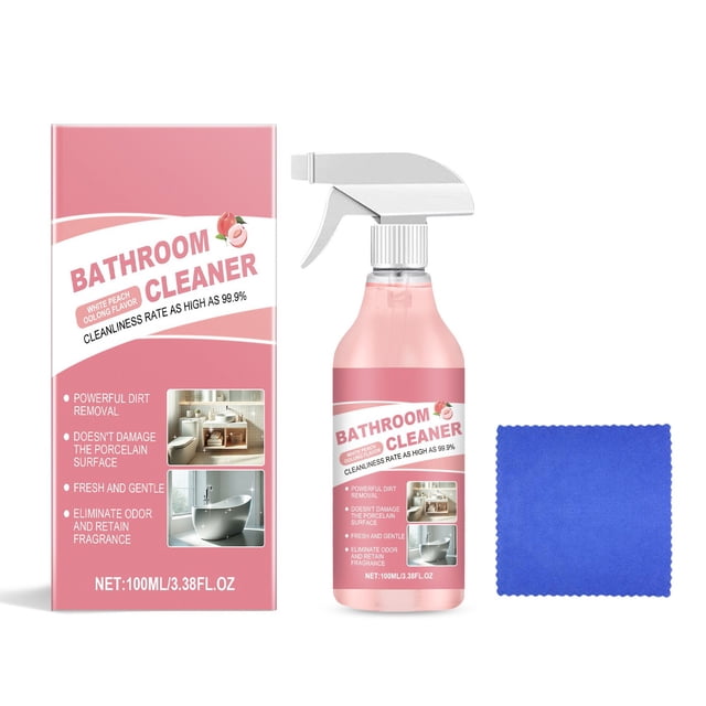 Bathroom Bathtub Scale Remover Cleaning Agent 100ml | Multifunctional Cleaner for Glass Tile Metal | Fresh Lemon or White Peach Oolong Aroma | Home Hotel Restroom Use | Includes Towel