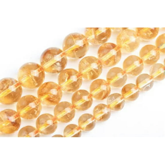 K-KED 6/8/10/12mm Genuine Natural Yellow Citrine Quartz Crystal Round Loose Beads 15''-8 mm