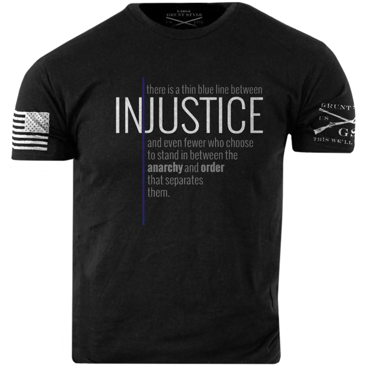 Grunt Style - Grunt Style Thin Blue Line T-Shirt - Medium - Black ...