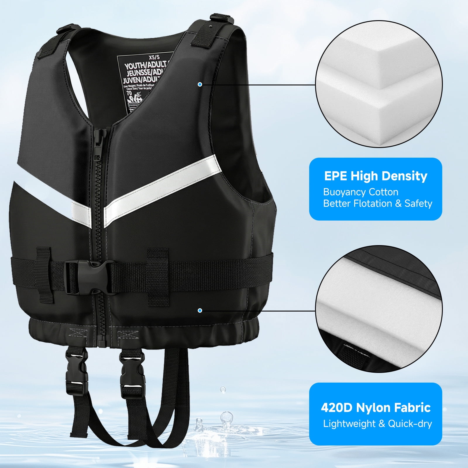Kids Swim Vest Life Jacket Youth,Adjustable Flotation Buoyancy Swimsuit Trainer Vests,Swimming Aid Jacket for Boys Girls,Fit for 50-125 lbs