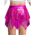 thumbnail image 2 of TiaoBug Girl's Mini Skirts Metallic Hip Hop Jazz Dance Cheerleading Sparkly Sequin Skater Skorts Dancewear Hot Pink 14, 2 of 5