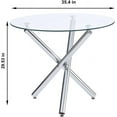 thumbnail image 3 of 36" Round Glass Dining Room Table with Glass Top and Chrome Legs for Kitchen and Dining, Modern Compact Round Dinner Table for Apartment Small Spaces (Silver), 3 of 10