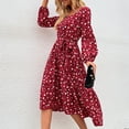 thumbnail image 3 of Summer Dresses for Women Maxi Dress Square Neck Temperament Commuter Polka Dot Dress Large Swing Skirt, 3 of 6