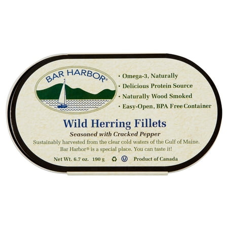 (2 Pack) Bar Harbor Wild Herring Fillets with Cracker Pepper, 6.7 (Best Seafood In Bar Harbor Maine)