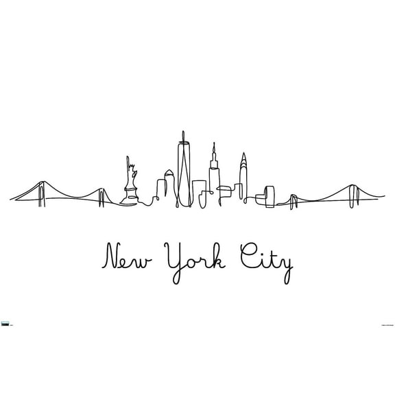 Line Art Skyline - New York City Wall Poster, 22.375" x 34"
