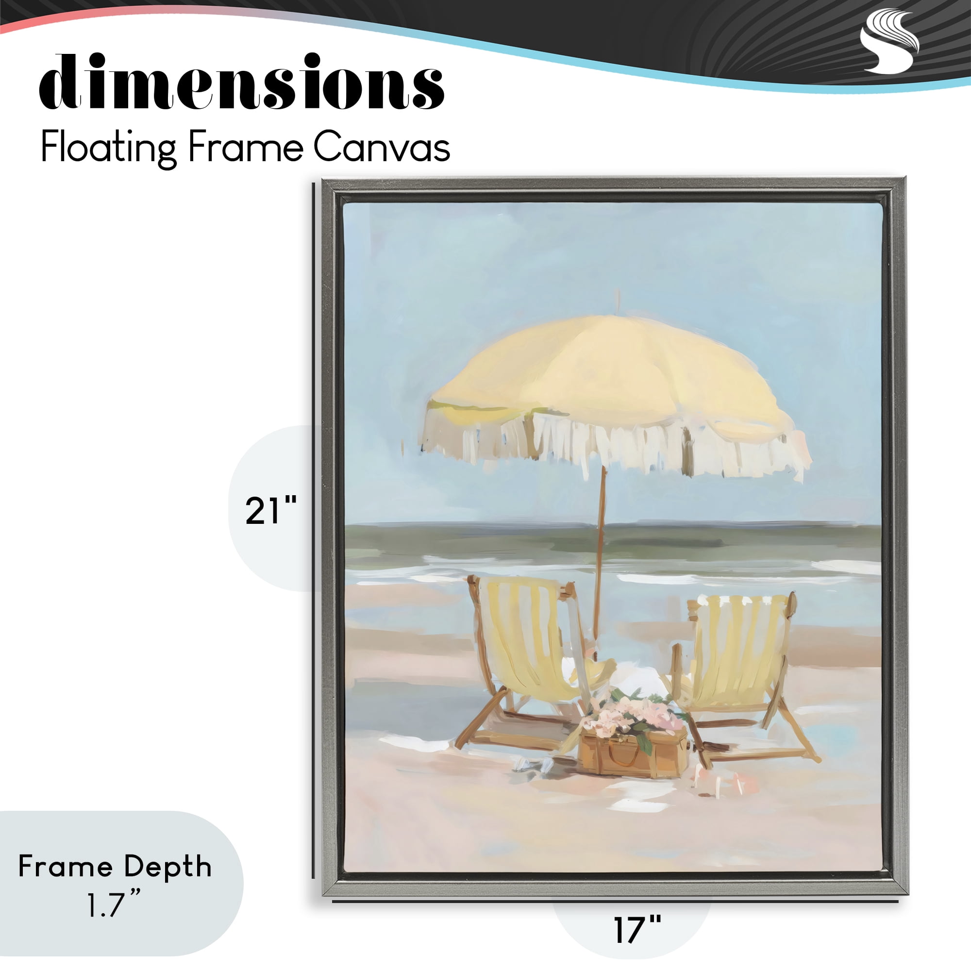 Stupell Industries Yellow Chairs Beach Relaxation Gray Framed Floater Canvas Wall Art, design by Sisi and Seb