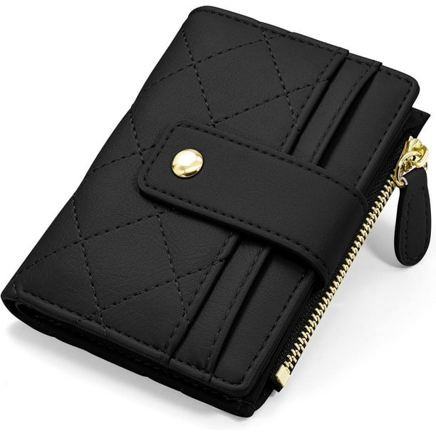 Womens Wallet Card Holder Small Bifold RFID Blocking Purse Cute Small Leather Pocket Wallet for Women Girls Ladies Mini Short Purse Black Walmart en linea