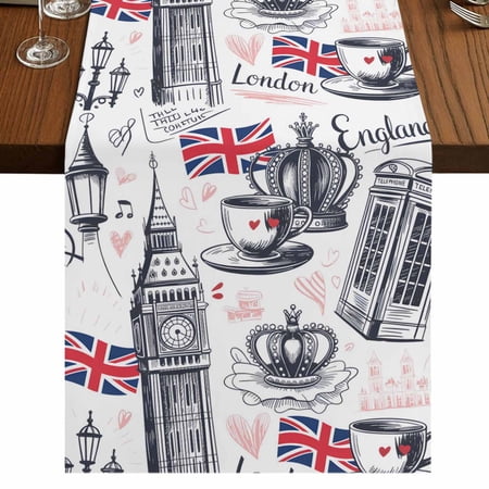 Table Runners 72 Inches Long Dress Scarves Vintage London Farmhouse Kitchen Table Runner Coffee Tablerunners Farmhouse Coffee Country 18x72 Inch