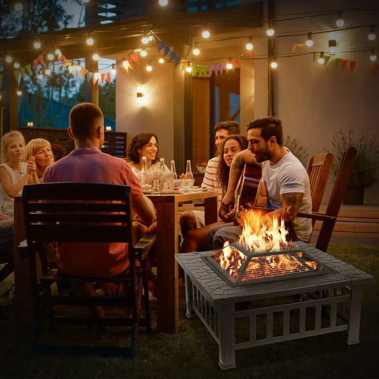 LAZY BUDDY Steel Fire Pits for Outside, 32'' Square Wood LAZY BUDDY Steel Fire Pits for Outside, 32'' Square Wood