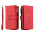 thumbnail image 2 of SaniMore Case for Samsung Galaxy S23FE 6.4" 2023, PU Leather Zipper Wallet + Card Holder + Detachable Wrist Strap Kickstand Magnetic Clasp 360°Protective Shockproof Business Cover for S23FE, Red, 2 of 9