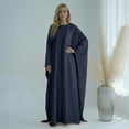 thumbnail image 2 of Dresses for Women Ramadan Satin Prayer Dress Batwing Long Sleeve Middle East Arabian Muslim Abaya Dresses/Dark Blue/M, 2 of 4