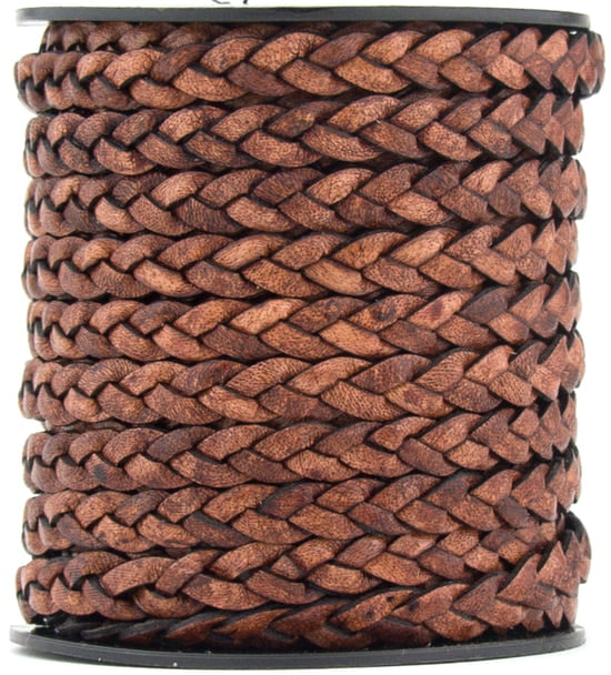 1 Yard Distressed Brown Natural Xsotica Flat Leather Cords 5.0MM X 2.0MM 
