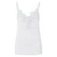 thumbnail image 4 of Long Lace Cami Top for Women V Neck Sleeveless Camisoles for Under Clothes Stylish Cute Spaghetti Strap Fitted Tunic Tank Tops Dressy Blouses Club Party Shirt Patchwork Laced Cami Y2K Tops White, 4 of 6