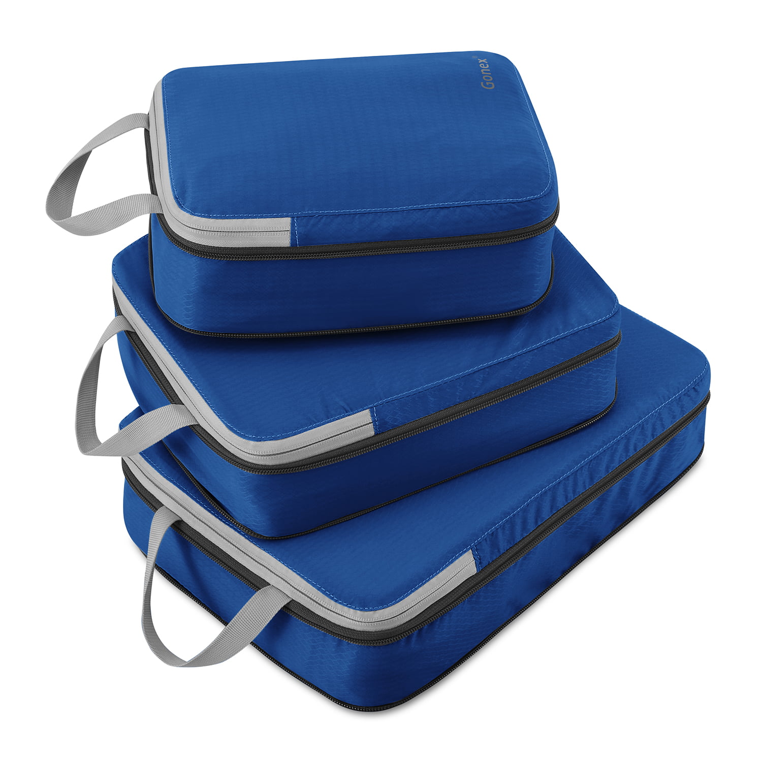 Gonex Travel Organizers Upgraded 3PCS L+M+S Compression Packing Cubes Blue 