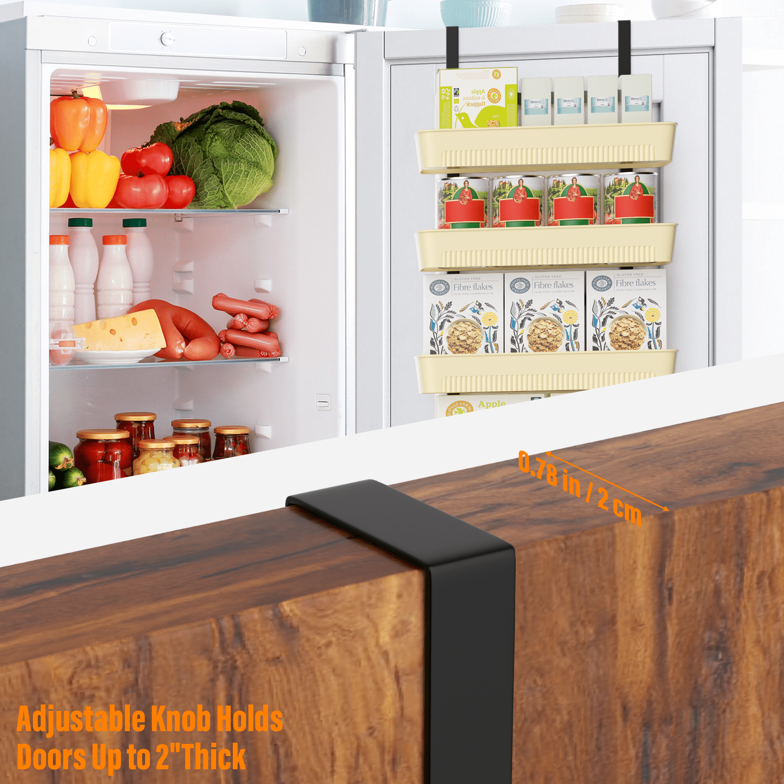 Over The Door Organizer with 9 Storage Baskets, Wall Hanging Door Storage Rack for Kitchen Pantry