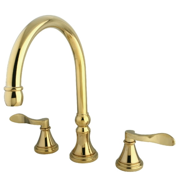 Kingston Brass KS2342DFL NuFrench Two-Handle Deck Mount Roman Tub Faucet, Polished Brass