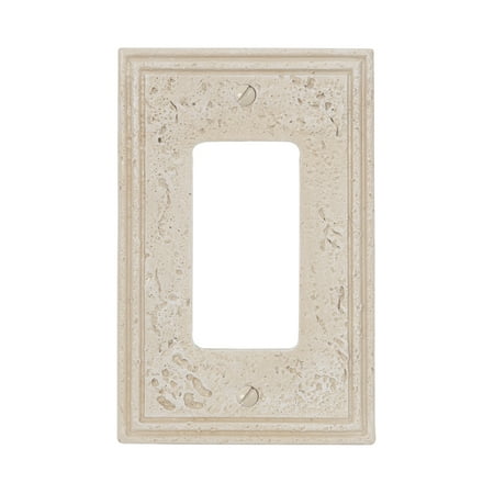 Gfci Metal Wall Plate - Amertac 8349RA 1 Rocker GFCI Faux Stone Almond Wall plate, Crème