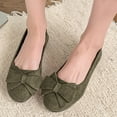 thumbnail image 2 of Xfvqtps Womens Summer Dress Flats Comfortable Round Toe Bowknot Ballet Shoes for Woman Soft Suede Driving Flats Green, 2 of 8