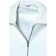 SHARO Men's White Leather Bomber Fashion Jacket