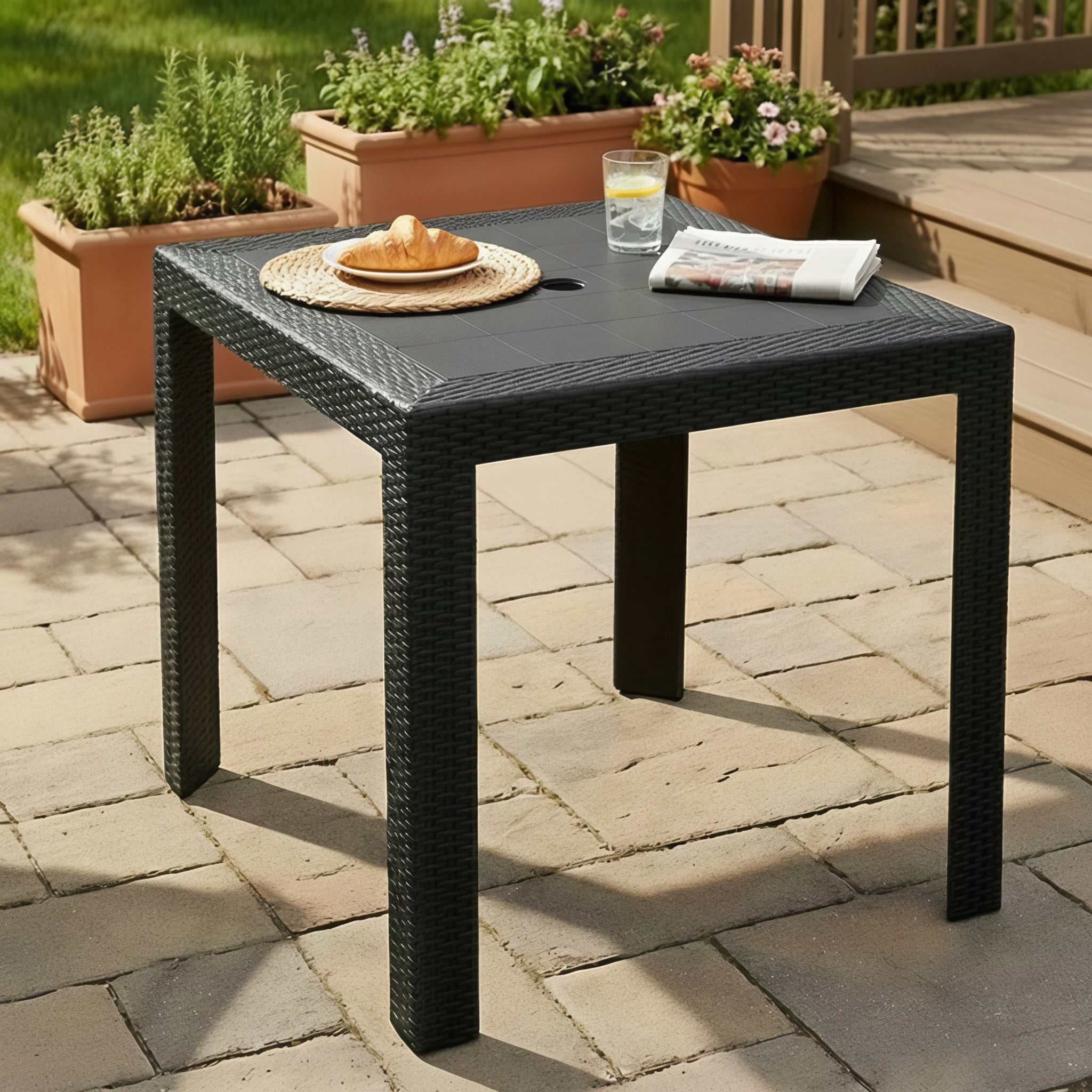 Adams Big Easy Portobello Resin Stackable Side Table for Patio