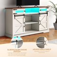 thumbnail image 4 of Livofloral Farmhouse TV Stand for 65+ Inch TV, 33" Tall Entertainment Center with LED Lights and Sliding Barn Doors, Media Console Cabinet with Storage Cabinet and Open Shelves for Living Room, 4 of 8