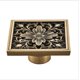 thumbnail image 5 of Desagüe de Piso de Baño de Latón JAMW Drenaje Cuadrado Tallado con Flor Antigua, 5 of 5