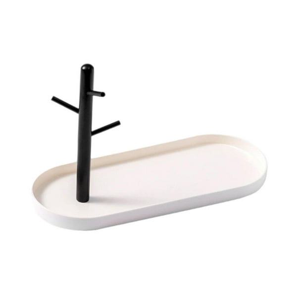 Bandeja de entrada, elegante soporte para llaves, organizador de joyas y platos para escritorio Blanco individual