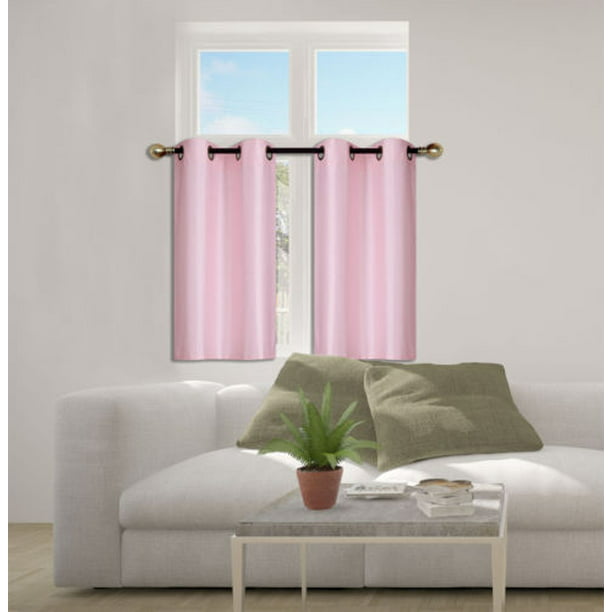 D24 Light Pink 2 Piece Energy Saving, Light Pink Blackout Curtains Short