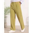 thumbnail image 4 of INSPIRE CHIC Men's Pleated Side Pockets Breathable Lightweight Linen Dress Pants 32 Olive Green, 4 of 5