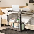 thumbnail image 2 of Hassch Mobile Computer Workstation with USB Ports & AC Outlets, 31.5-Inch Compact Laptop Desk with Storage Shelves and 2 Side Hooks, 26.4"-41.5" Height Adjustable, Gray Oak, 2 of 9