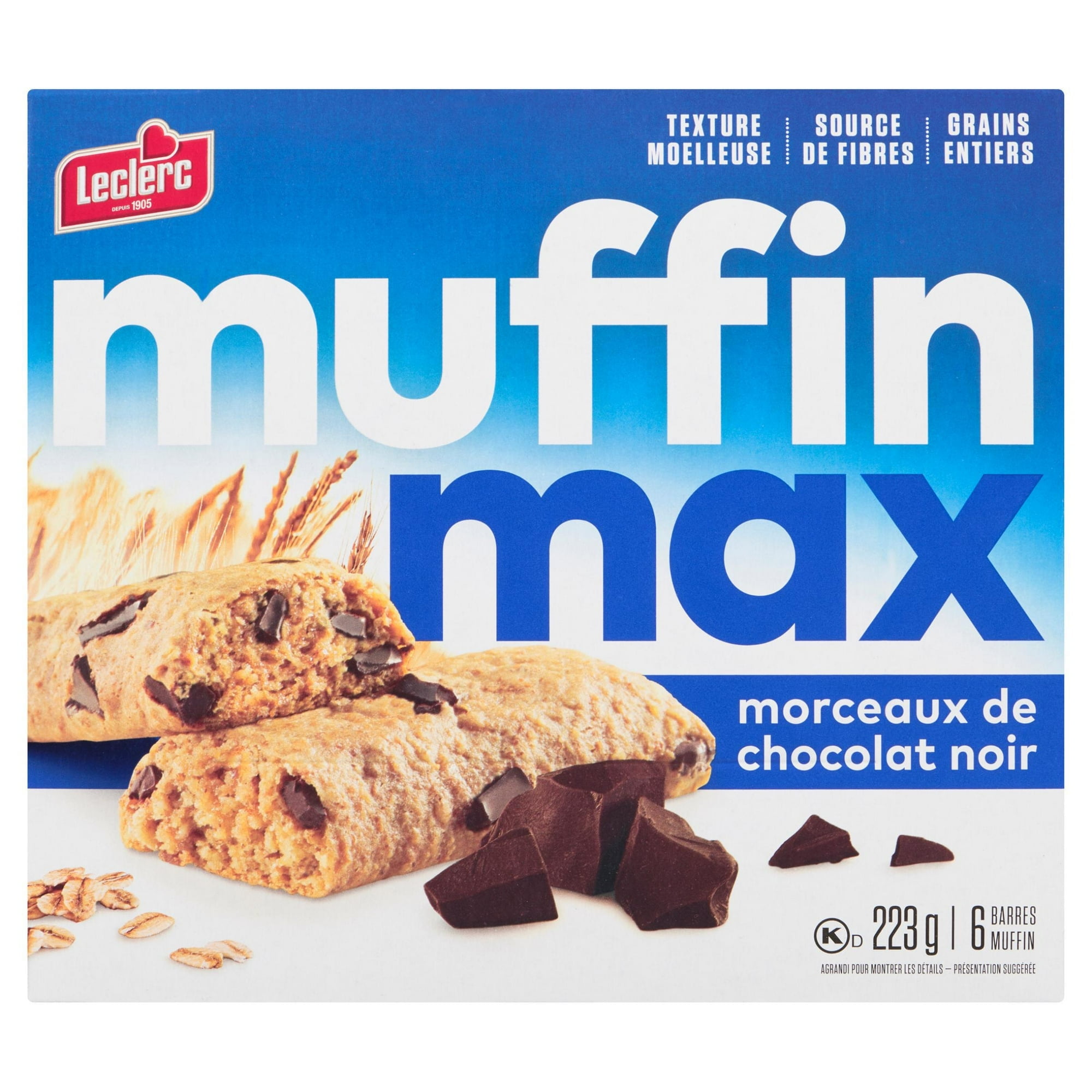 Barres muffin de chocolat noir Muffin Max en morceaux 223 g / 6 barres muffin