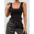 thumbnail image 5 of Women'S Y2K Going Out Crop Top Summer Sleeveless Asymmetrical Mesh Tank Top Fitted Party Tops Black L, 5 of 7
