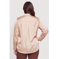 thumbnail image 4 of Women's Plus Size Satin Long Sleeve Button Front Shirt, 4 of 4