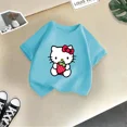 thumbnail image 3 of Bonita camiseta de verano de la marca de dibujos animados de Sanrio Hello Kitty Cate para niñas, camiseta de moda informal de calle, camiseta de cuello redondo para niñas, 3 of 5