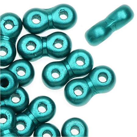 Pastel Classics Emerald Bay - Infinity, Loose Beads, 4x8mm 2-hole Czech Glass Pastel Emerald 7 5