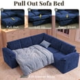 thumbnail image 3 of YOKWOK 85.4" L‑Shaped 5 Seat Sectional Sofa with Pull Out Sleeper Bed, Corduroy Upholstered Sofa with Hidden Storage Chaise, Sectional Couch for Living Room, Blue, 3 of 9