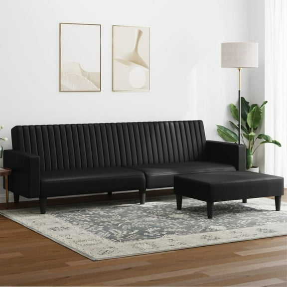 vidaXL 2 Piece Sofa Set Black Faux Leather