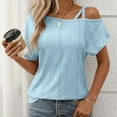 thumbnail image 3 of Women's Asymmetric Neck Hollow Out Textured T Shirt for Casual Wear Womens Long Sleeve Tees Womens Turtleneck Long Sleeve Tops Short Sleeve Athletic Shirt Womens Neck Long Sleeve Thermal Shirts, 3 of 7