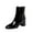 Black, variant on Xfvqtps Womens Leather Ankle Booties Side Zip Closure Glossy Square Toe Chunky Heel Boots Versatile Dress Casual Winter Fashion Shoes Black