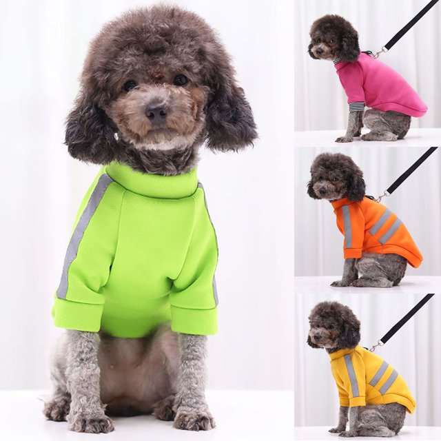 Flmtop Capless Chien Pull Réfléchissant Traction Tenue Printemps Hiver Chaud Vêtements pour Animaux de Compagnie Rose Rouge