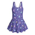 thumbnail image 4 of Tutolipy Pastel Easter Bunny Dinosaur Print Sleeveless Swim Dress for Girls, Cross Shoulder Strap Design Girls One Piece Swimsuits for Beach Pool Party Size 3-4 Years, 4 of 8