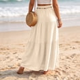 thumbnail image 5 of Boho Skirts for Women Elastic High Waist A Line Maxi Skirts Casual Summer Beach Vacation Flowy Pleated Skirts, L, 5 of 9