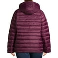 Time and Tru Women's Plus Size Packable Puffer Jacket with Hood