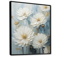 thumbnail image 2 of Designart "Ink-Blot Blooms: White And Blue Mums III" Chrysanthemums Floater Framed Wall Art Prints, 2 of 5