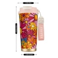 thumbnail image 3 of Stainless Steel Coffee Cup 7.7×2.6×3.5in Tapered Design Nylon Woven Wrist Strap Portable Durable Cup Bottom With Non-Slip Sticker Colorful Floral Pattern Groovy Flowers (3), 3 of 8