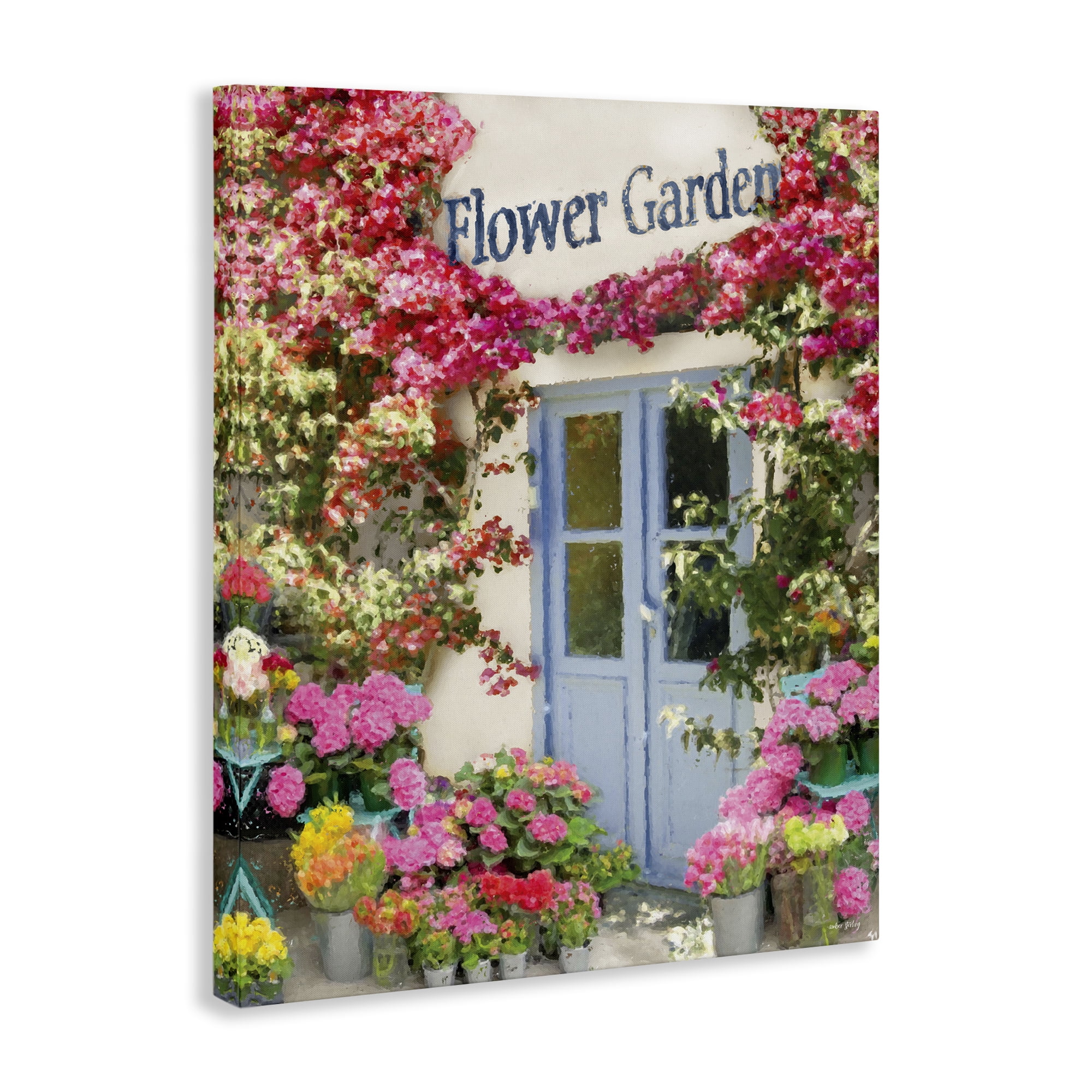 Stupell Industries Flower Garden Doorway Buildings & Architecture Painting Wrapped Canvas Art Print Wall Art, 36 x 48