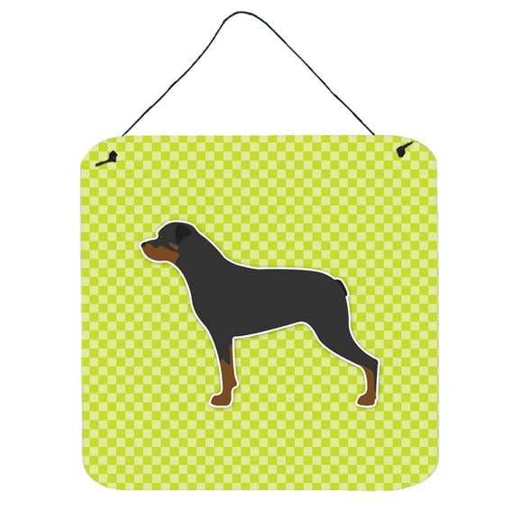 Carolines Treasures BB3866DS66 Rottweiler Checkerboard Green Wall or Door Hanging Prints