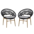 thumbnail image 2 of Jopath Set of 2 Papasan Style Dining Chair, Outdoor Wicker Chair with Teak Finished Leg and Dark Gray Faux Rattan for Patio Balcony Garden Living Room Kithen, 2 of 9
