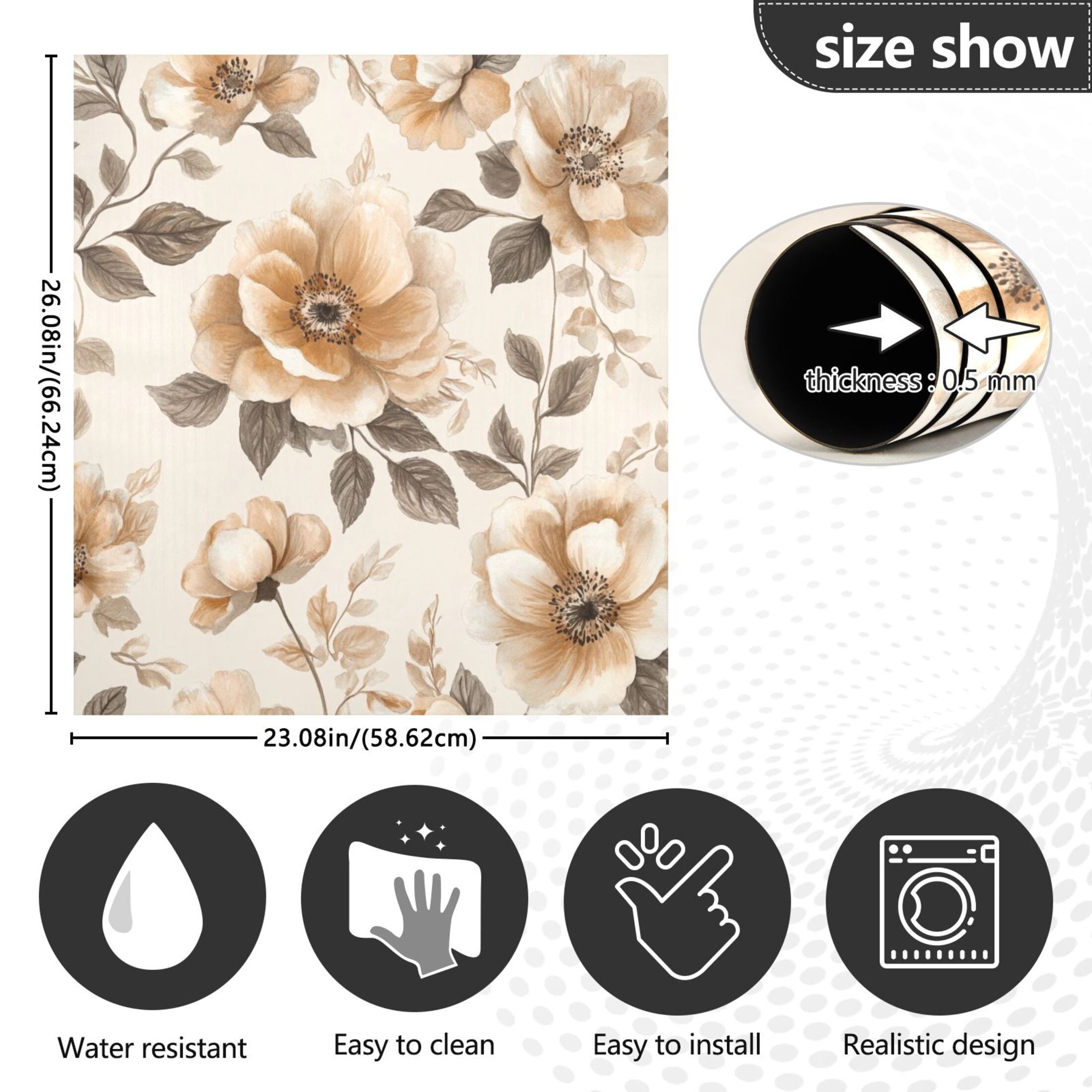 Dishwasher Magnetic Sticker 23x26 Inch Refrigerator Magnetic Sticker Washing Machine Magnetic Sticker Kitchen Panel Magnetic Sticker Home Decor Beautiful Silver Flowers